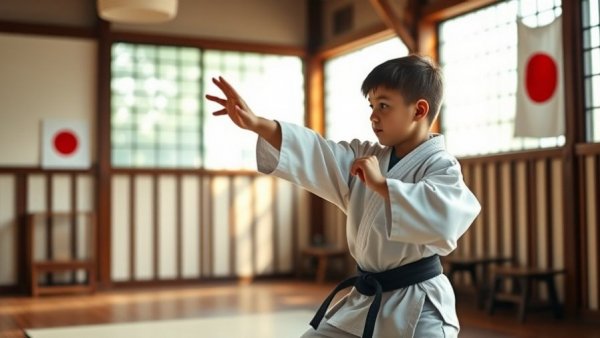 Karate lessons Gurnee: Young practitioner training in a traditional dojo.