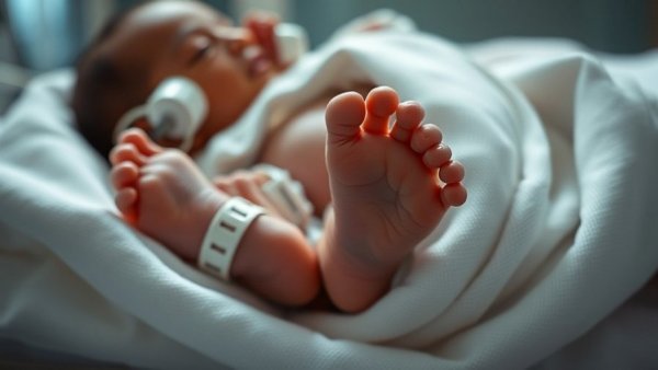 Newborn with monitoring devices symbolizing Michigan medical debt legislation impact.