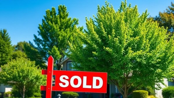 Wayne area residential properties sales sign in lush neighborhood.