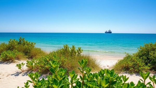 Scenic view of Michigan's deepest lakes, clear water and beach.