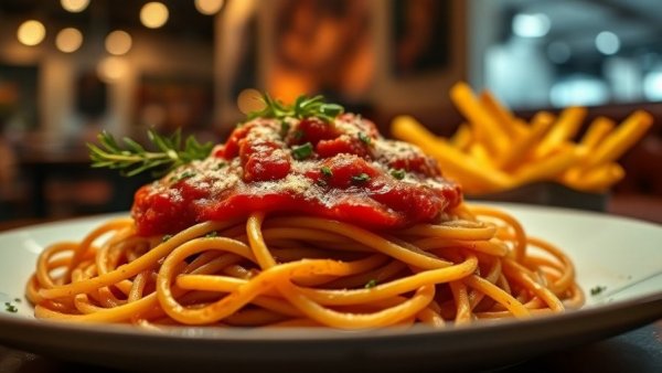 Fazolis bankruptcy Michigan: Close-up of spaghetti with sauce.