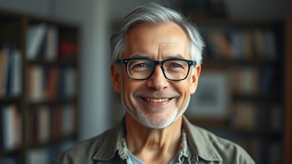 Older man explaining organizational trust strategies indoors.
