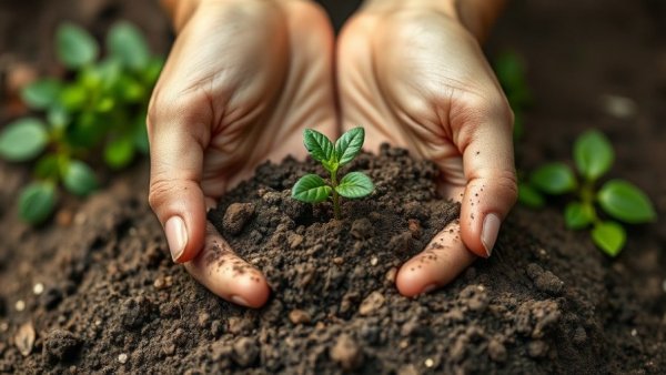 Hands nurturing a plant for the 2026 Regenerative Agriculture Webinar Series.