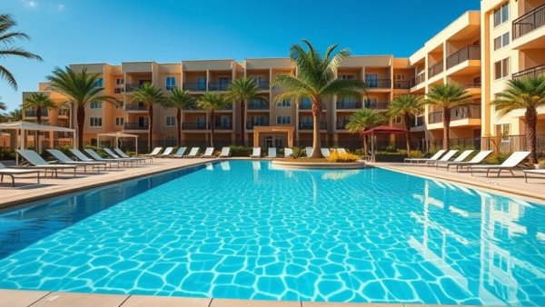 Luxurious outdoor pool at apartment complex for full service rental administration.