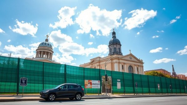 Williamsburg real estate development site with fencing and buildings.