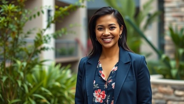 Smiling woman in professional attire, Michigan healthcare workforce expansion