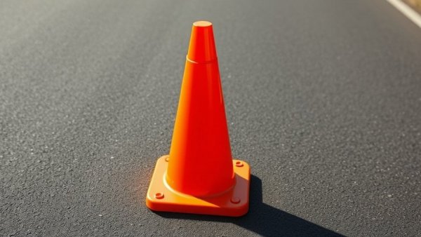 Traffic cone on Michigan I-94 highlighting construction updates.