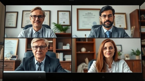 Virtual meeting discussing AI adoption challenges with four professionals.