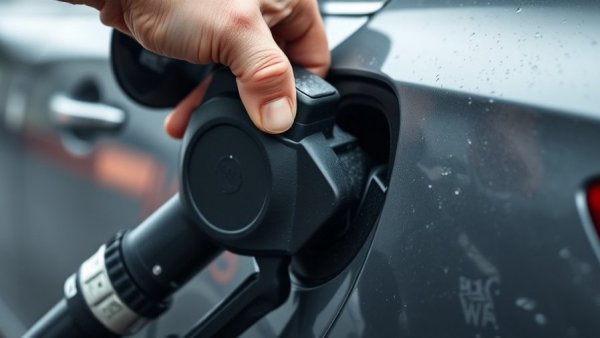 Close-up of refueling in rainy Traverse City, Michigan travel guide information.