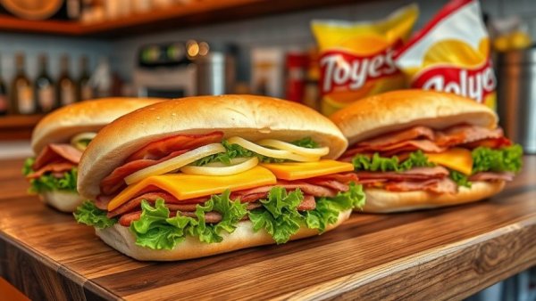 Gourmet sub sandwiches on a counter, Michigan's best sub sandwich.