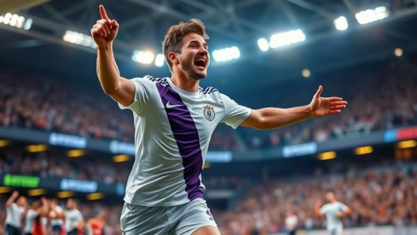 Napoli vs Fiorentina match preview with a football player celebrating.