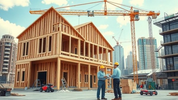 Wooden construction site with workers discussing, highlighting commercial real estate investing trends 2026.