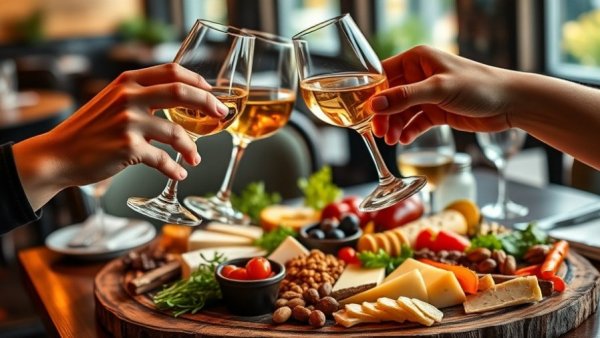 Elegant dining in Traverse City with wine and charcuterie.