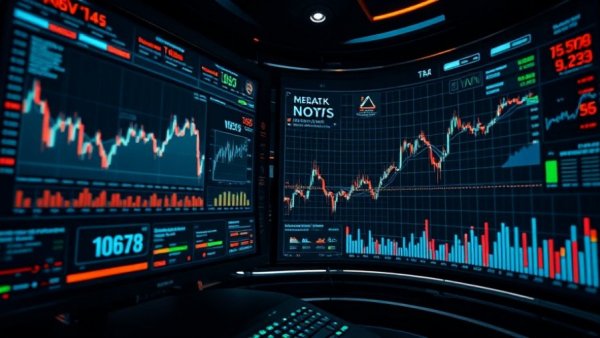 Futuristic financial news interface with glowing charts, small business tax reporting solutions theme.