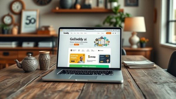 GoDaddy Airo.ai interface on laptop for business growth.