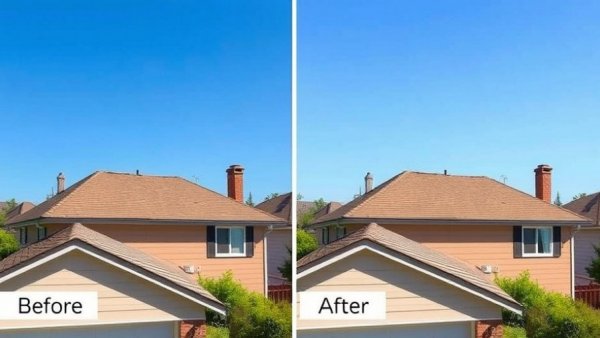 Roof replacement services Tulsa comparison image before and after.