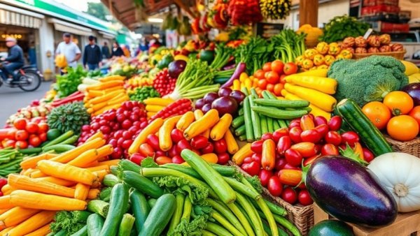 Impact of Tariffs on Food Prices Michigan: Fresh produce market display.