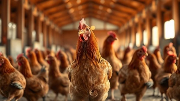 Lively brown hens in a spacious barn reflecting Michigan cage-free egg law.