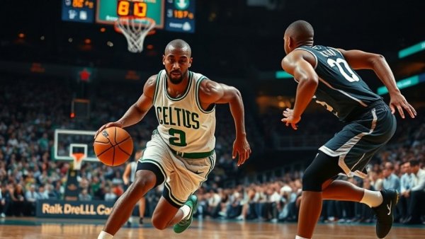 Boston Celtics player dribbles past Sacramento Kings opponent during a match.