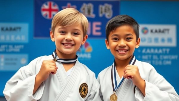 Young karate participants with medals at karate classes near Gurnee event.