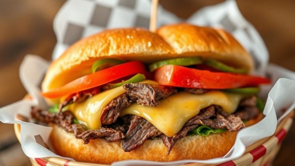 Delicious sandwich in red and white basket, local news coverage Detroit MI.