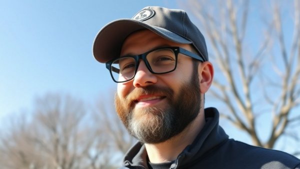 Casual portrait of a man outdoors under blue sky, Luke Alan Plowman Obituary.