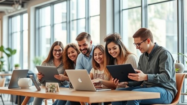 Diverse group collaborating at Michigan pitch competition in coworking space.