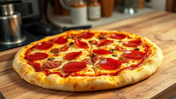 Mouthwatering pepperoni and bacon pizza at Michigan family restaurants.