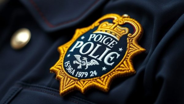 Close-up of Peel Regional Police badge related to GTA contracting fraud investigation.