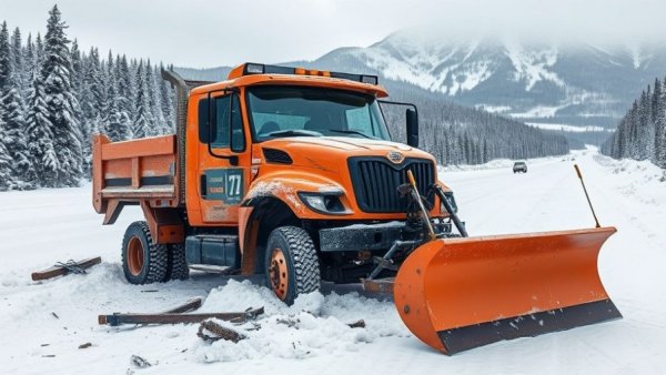 Snow removal services near me Muskegon: Snowplow crash scene in snowy forest