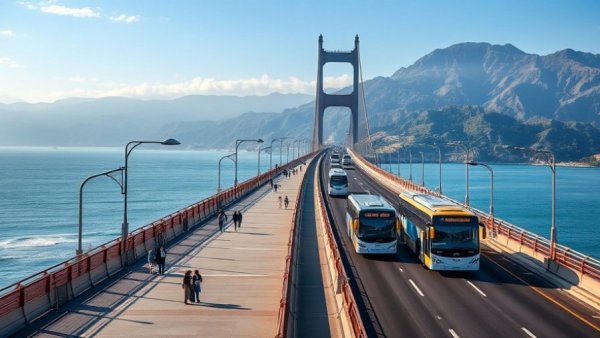 Benzie County tourism upgrades featured in vibrant walkway and modern transit.