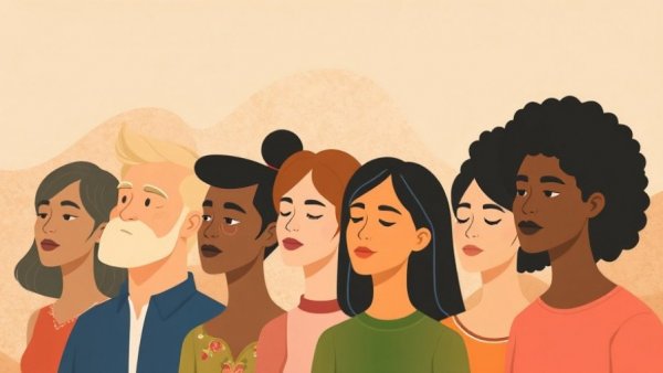 Stylized illustration of diverse individuals for Celebrate Black History Month West Michigan.