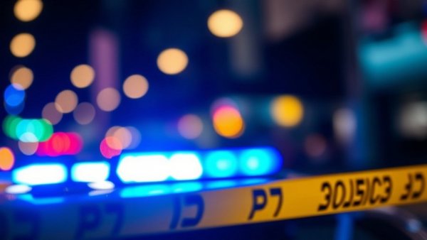 Police lights and tape in Detroit local news coverage.