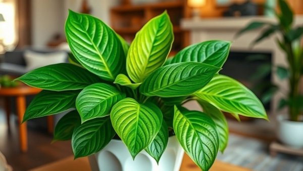 Vibrant Lemon Lime Maranta in a white pot, cozy setting.