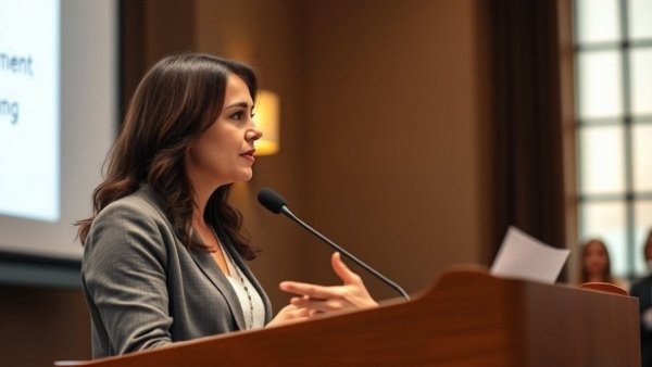 Speaker discussing federal Medicaid and ACA cuts in Michigan at podium.