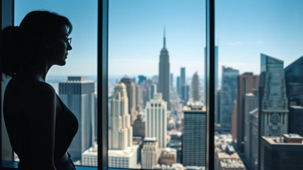 Cityscape view with silhouette of woman highlighting Asia Pacific real estate net buying intentions.