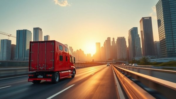 Michigan truck accident liability: semi-truck on highway at sunset.