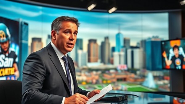 Sports commentator on TV discussing Pittsburgh Pirates 2026 season outlook.