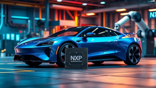 NXP Semiconductors Q4 2025 Revenue highlights with tech elements.