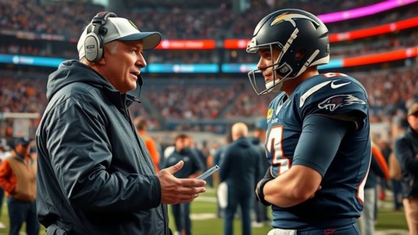 NFL coach and quarterback strategizing on sidelines, Davis Webb influence on quarterback development.