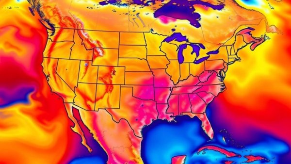 Heat map depicting Michigan weather pattern change with temperature variations.