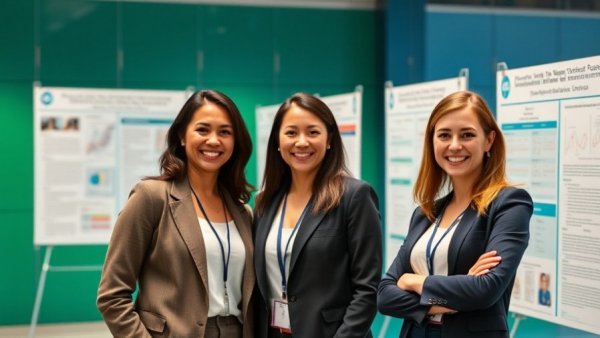 Primary care research Michigan: smiling women at a medical conference