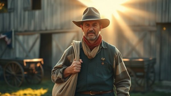 Exhibit of a vintage farm worker at George Jackson Plymouth Historical Museum.