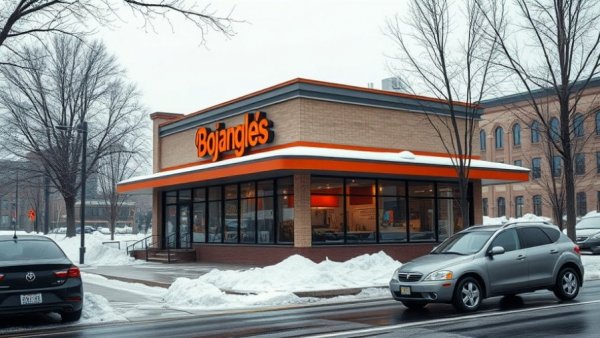 Bojangles debut in Michigan with snow-covered modern exterior.