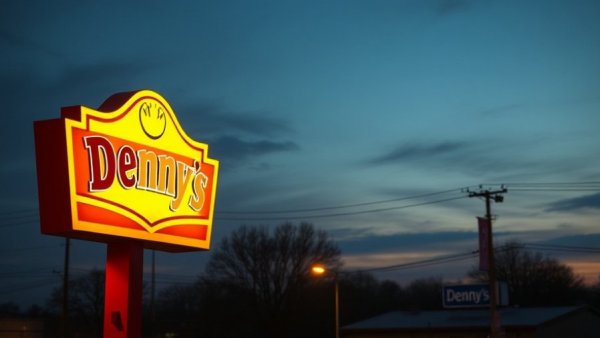 Illuminated Denny's sign, Michigan restaurant closures.