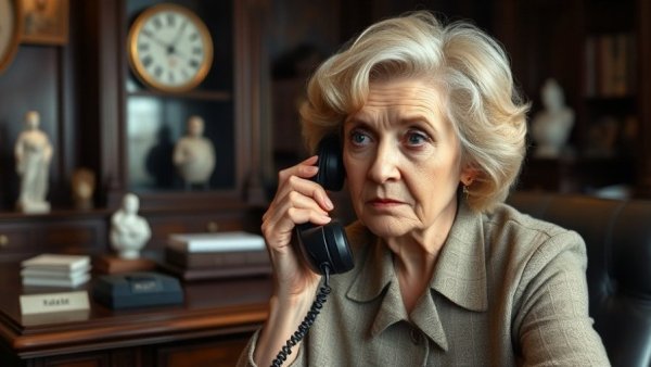 Vintage office setting with woman on phone illustrating Mary Kay Inc Leadership Dispute.