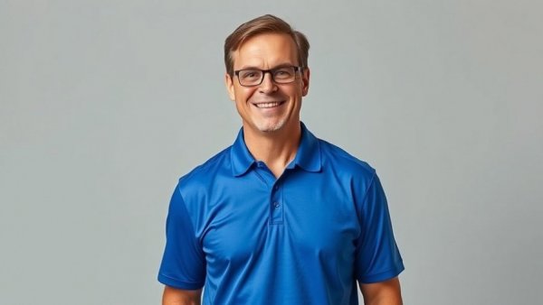 Detroit Lions promoting tight ends coach smiling in blue polo.