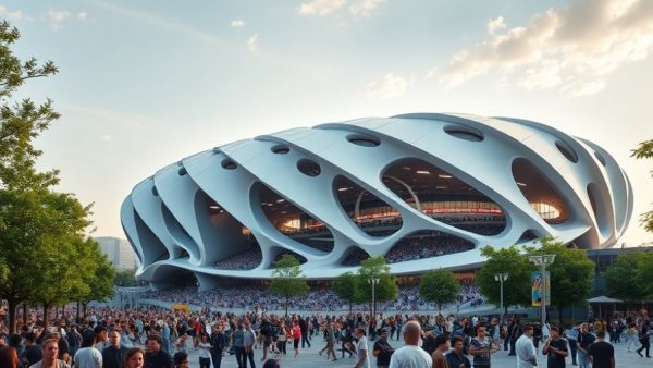 Michigan transportation construction updates: bustling stadium entrance.