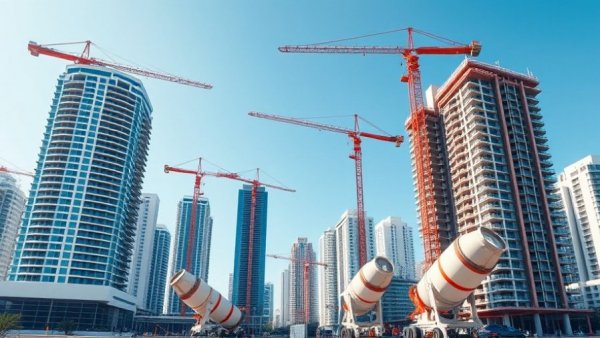 Miami construction site with skyscrapers and cranes, showcasing real estate development.