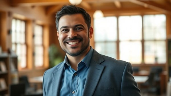 Confident man in office representing Washington millionaires tax discussion.